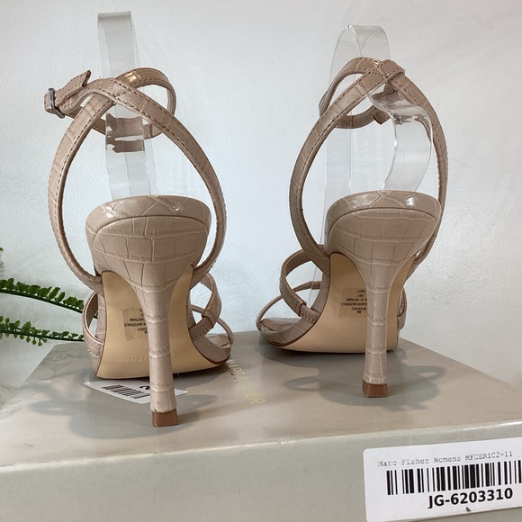 MARC FISHER DERIC2 ANKLE STRAP SQ TOE CROC EMBOSSED SANDALS NIB SZ 8 - Picture 7 of 12